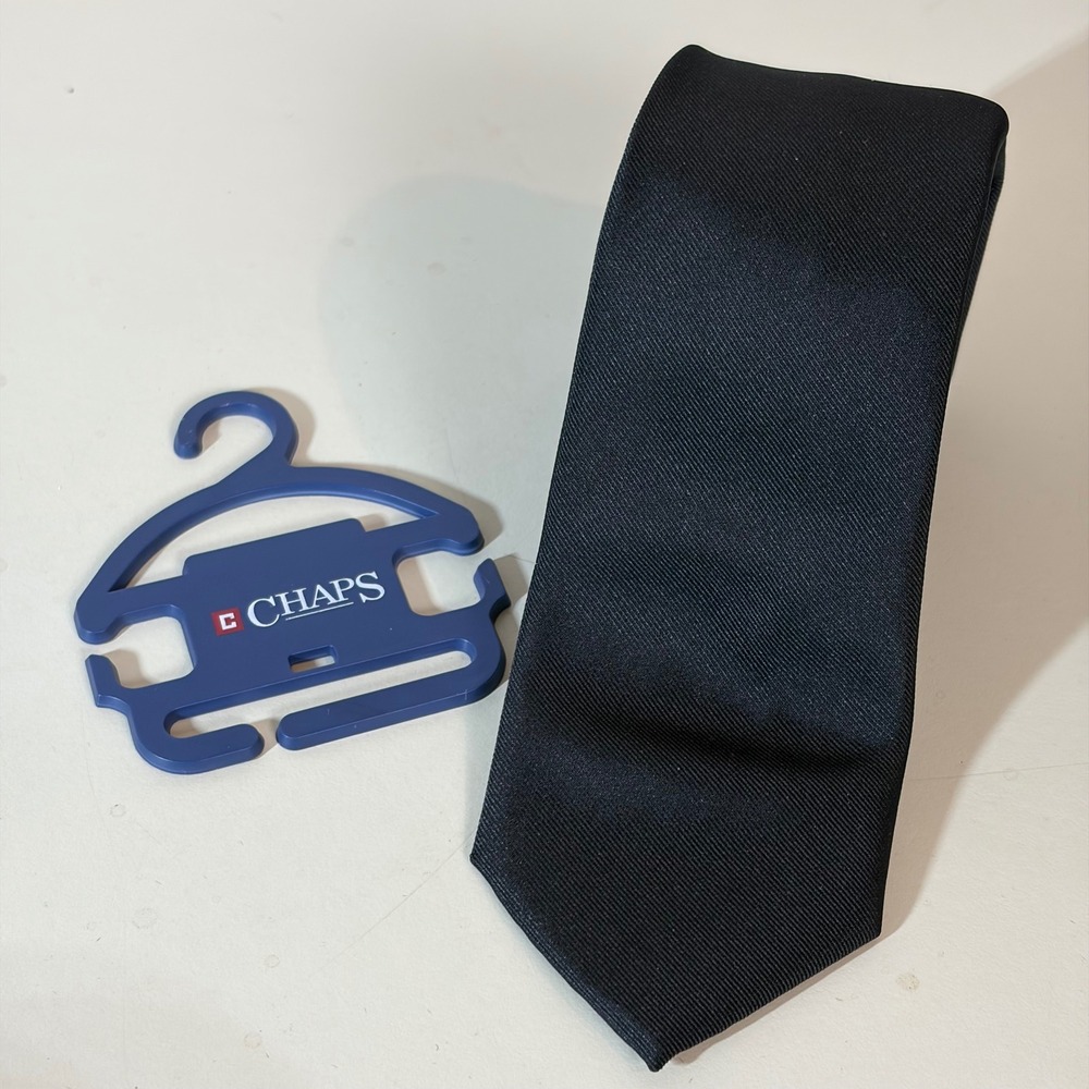 Chaps Mens Black Solid Classic Width‎ Necktie NWT BY050010 Formal Game Day Tie